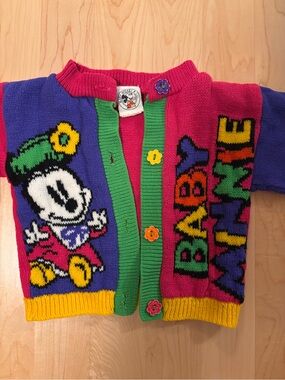 Vintage Baby Mickey & Co Varsity Style Colorblock Cardigan Size 18 mo